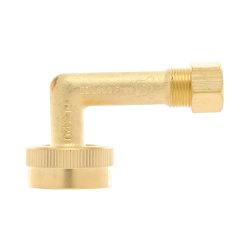 Brass pipe fitting L-shape with threaded ends, used for connecting plumbing or hydraulic systems, durable and corrosion-resistant, ideal for reliable parts in industrial and commercial applications.