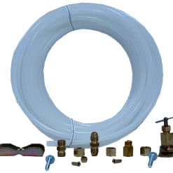 PT25 Supco 1/4" X 25' Refrigerator Ice Maker Install Plastic Tubing Kit Valve And 1/4" Brass Union