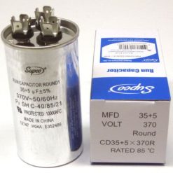 Supco CD35+5X370R HVAC Motor Round Dual Run Capacitor 35 + 5 MFD 370 Volts