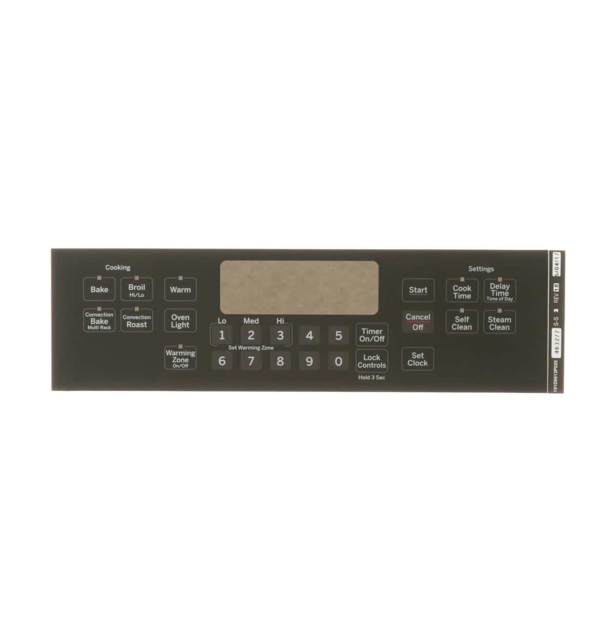 WB07X21417 - RANGE CONTROL PANEL - GRAY