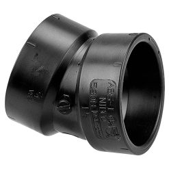 2 HUB SCH 40 DWV 22-1/2° ELBOW ABS BLACK