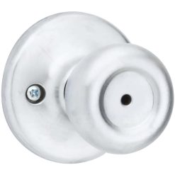 BED/BATH DOOR KNOB, SATIN CHROME