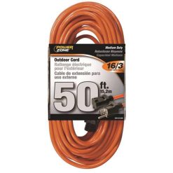50 FT OUTDOOR EXTENSION CORD, 16-3 SJT, ORANGE