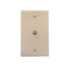 PLASTIC CABLE TV WALL PLATE, IVORY