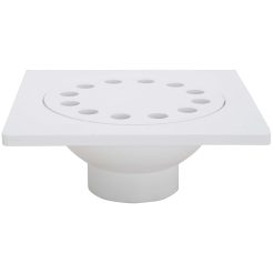 6 X 6 PVC BELL TRAP DRAIN WITH OUTLET FITS 1-1/2 S