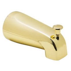 POL BRASS BATH SPOUT W/ DIV & SCREW (RETAIL)